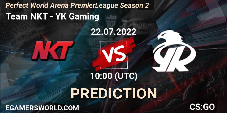 Team NKT vs YK Gaming: Betting TIp, Match Prediction. 22.07.2022 at 10:10. Counter-Strike (CS2), Perfect World Arena Premier League Season 2