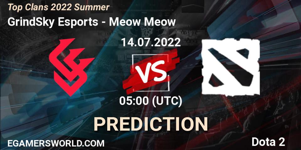 GrindSky Esports vs Meow Meow: Betting TIp, Match Prediction. 14.07.2022 at 05:04. Dota 2, Top Clans 2022 Summer