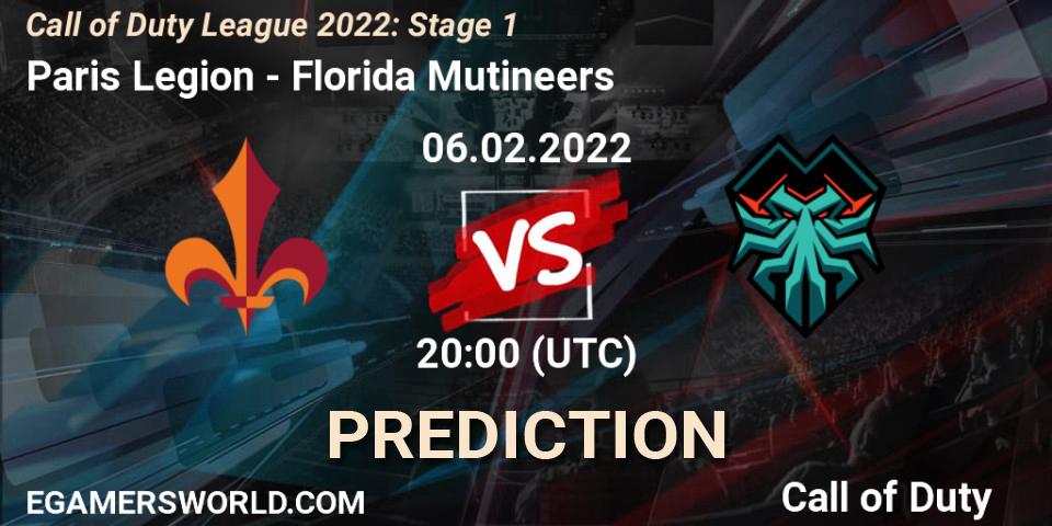 Paris Legion vs Florida Mutineers: Betting TIp, Match Prediction. 06.02.2022 at 20:00. Call of Duty, Call of Duty League 2022: Stage 1