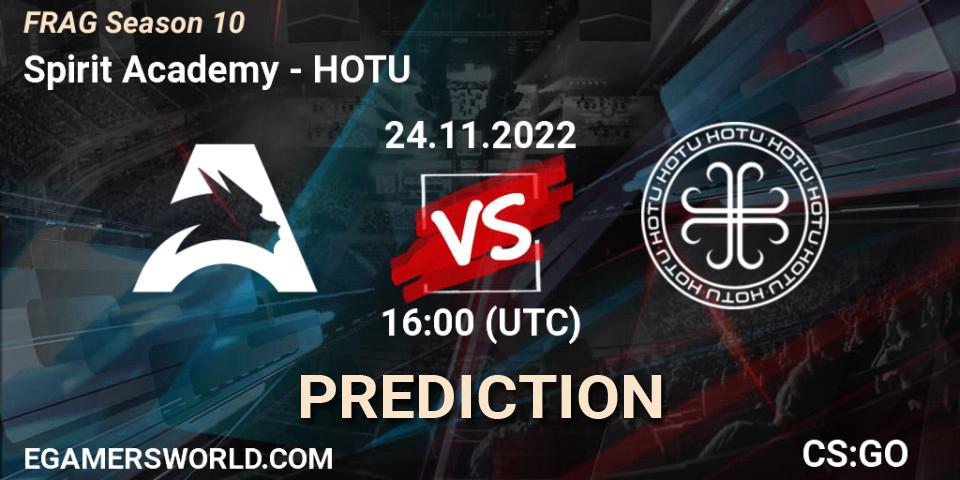Spirit Academy vs HOTU: Betting TIp, Match Prediction. 24.11.2022 at 16:00. Counter-Strike (CS2), FRAG Season 10