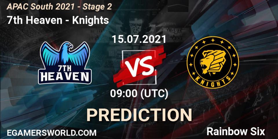 7th Heaven vs Knights: Betting TIp, Match Prediction. 15.07.2021 at 09:00. Rainbow Six, APAC South 2021 - Stage 2