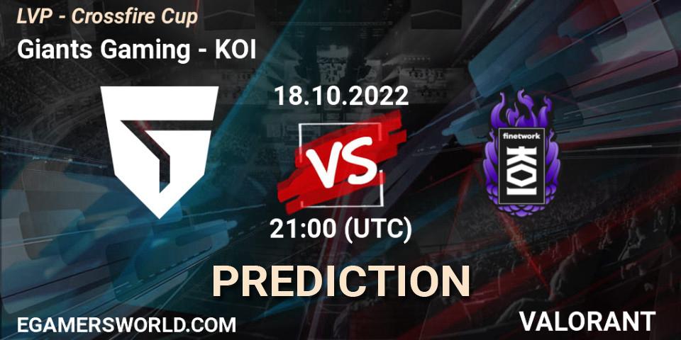 Giants Gaming vs KOI: Betting TIp, Match Prediction. 26.10.2022 at 15:00. VALORANT, LVP - Crossfire Cup