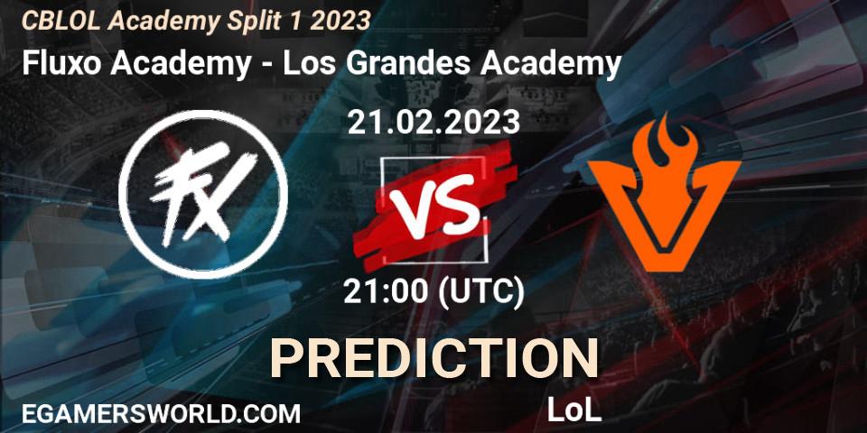 Fluxo Academy vs Los Grandes Academy: Betting TIp, Match Prediction. 21.02.2023 at 21:00. LoL, CBLOL Academy Split 1 2023
