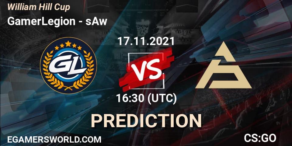GamerLegion vs sAw: Betting TIp, Match Prediction. 17.11.21. CS2 (CS:GO), William Hill Cup