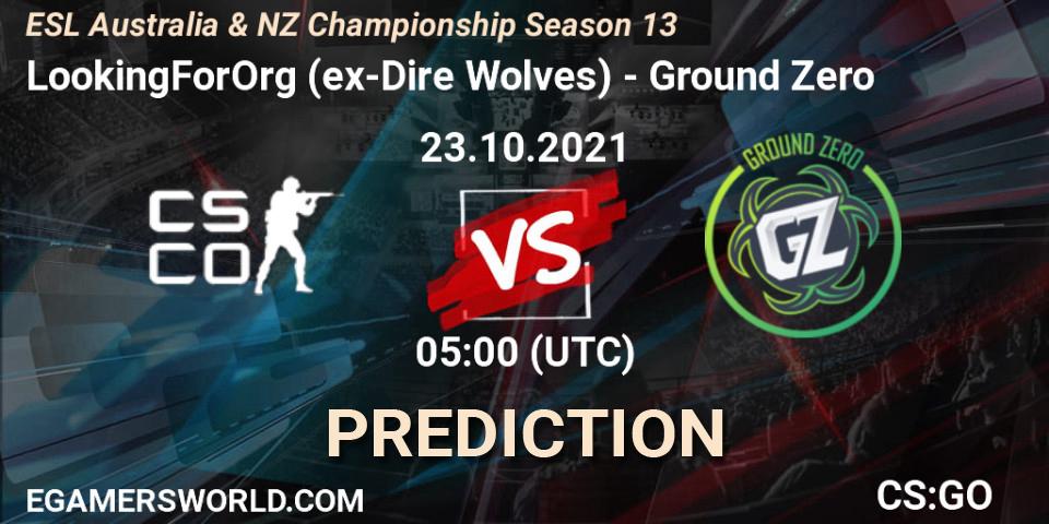 LookingForOrg (ex-Dire Wolves) vs Ground Zero: Betting TIp, Match Prediction. 23.10.21. CS2 (CS:GO), ESL Australia & NZ Championship Season 13