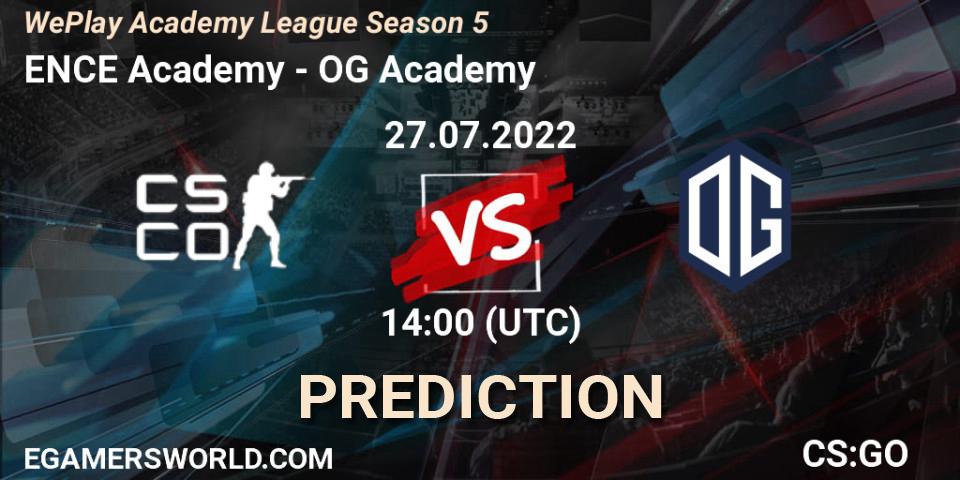 ENCE Academy vs OG Academy: Betting TIp, Match Prediction. 27.07.2022 at 14:50. Counter-Strike (CS2), WePlay Academy League Season 5