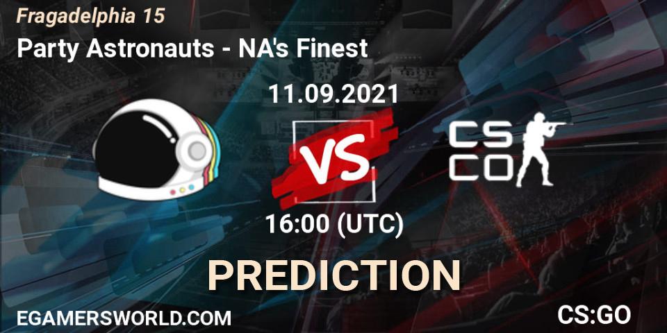 Party Astronauts vs NA's Finest: Betting TIp, Match Prediction. 11.09.2021 at 18:00. Counter-Strike (CS2), Fragadelphia 15