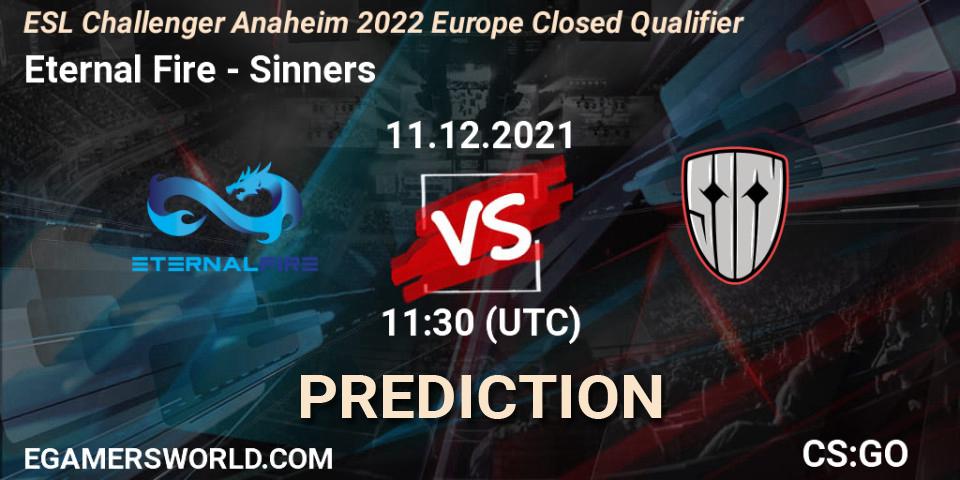 Eternal Fire vs Sinners: Betting TIp, Match Prediction. 11.12.2021 at 11:30. Counter-Strike (CS2), ESL Challenger Anaheim 2022 Europe Closed Qualifier