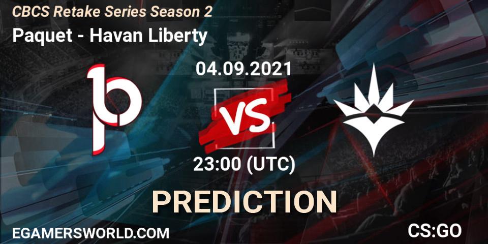Paquetá vs Havan Liberty: Betting TIp, Match Prediction. 04.09.2021 at 23:40. Counter-Strike (CS2), CBCS Retake Series Season 2