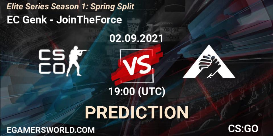 KRC Genk Esports vs JoinTheForce: Betting TIp, Match Prediction. 02.09.2021 at 18:25. Counter-Strike (CS2), Elite Series Season 1: Spring Split