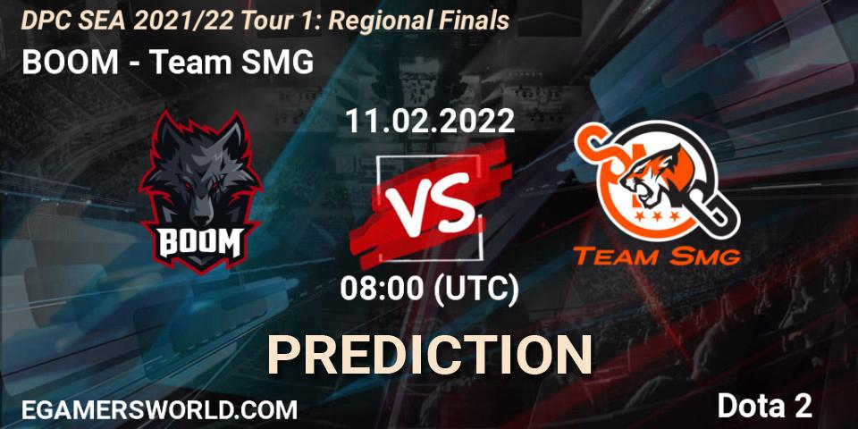 BOOM vs Team SMG: Betting TIp, Match Prediction. 11.02.2022 at 07:23. Dota 2, DPC SEA 2021/22 Tour 1: Regional Finals