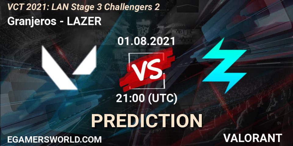 Granjeros vs LAZER: Betting TIp, Match Prediction. 01.08.2021 at 21:00. VALORANT, VCT 2021: LAN Stage 3 Challengers 2