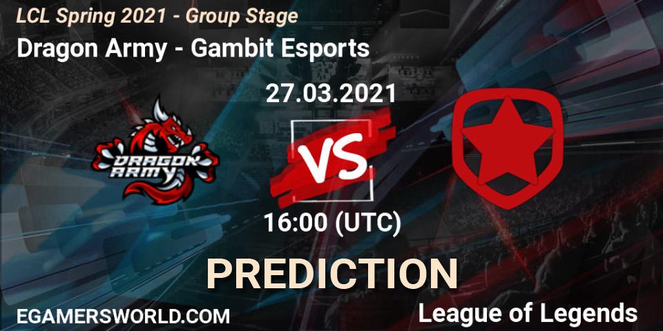 Dragon Army vs Gambit Esports: Betting TIp, Match Prediction. 27.03.21. LoL, LCL Spring 2021 - Group Stage