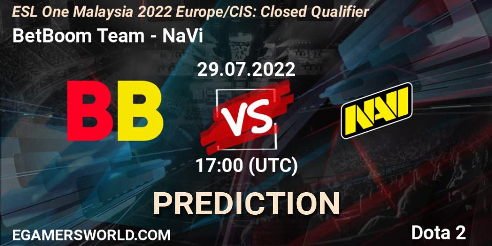 BetBoom Team vs NaVi: Betting TIp, Match Prediction. 29.07.22. Dota 2, ESL One Malaysia 2022 Europe/CIS: Closed Qualifier