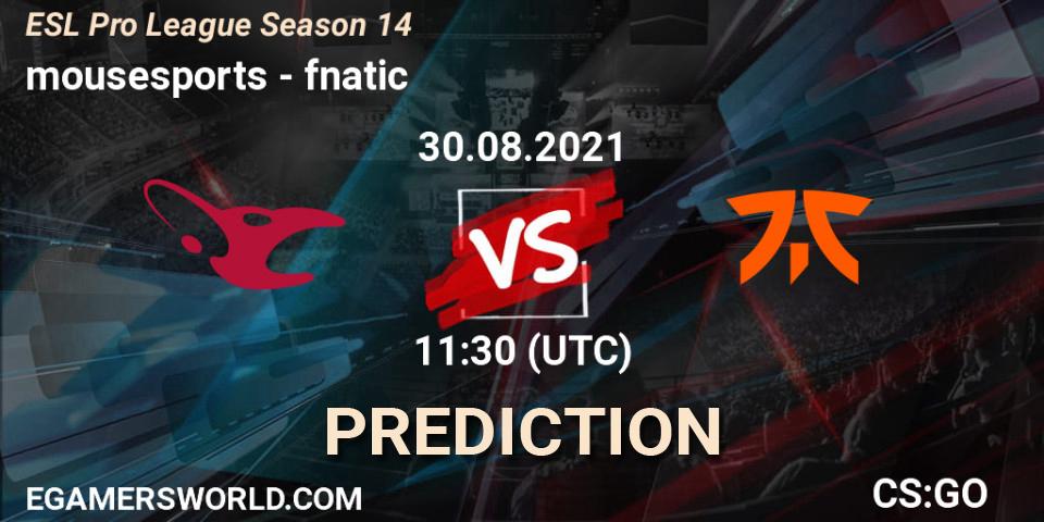 mousesports vs fnatic: Betting TIp, Match Prediction. 30.08.21. CS2 (CS:GO), ESL Pro League Season 14