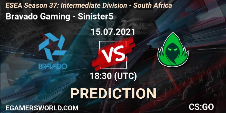 Bravado Gaming vs Sinister5: Betting TIp, Match Prediction. 15.07.21. CS2 (CS:GO), ESEA Season 37: Intermediate Division - South Africa