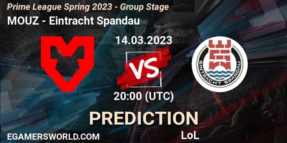 MOUZ vs Eintracht Spandau: Betting TIp, Match Prediction. 14.03.2023 at 19:00. LoL, Prime League Spring 2023 - Group Stage