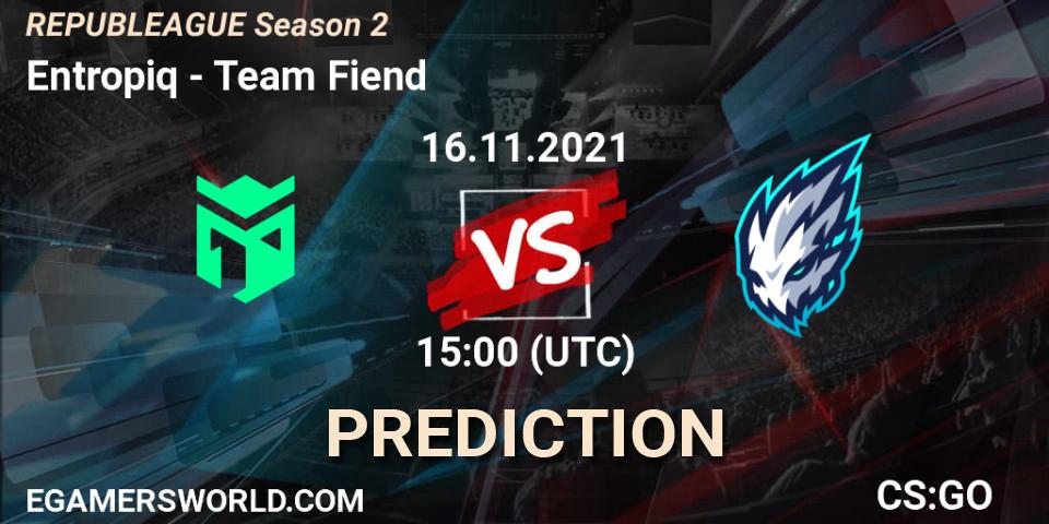 Entropiq vs Team Fiend: Betting TIp, Match Prediction. 16.11.21. CS2 (CS:GO), REPUBLEAGUE Season 2