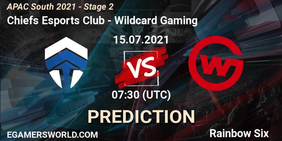 Chiefs Esports Club vs Wildcard Gaming: Betting TIp, Match Prediction. 15.07.2021 at 07:30. Rainbow Six, APAC South 2021 - Stage 2