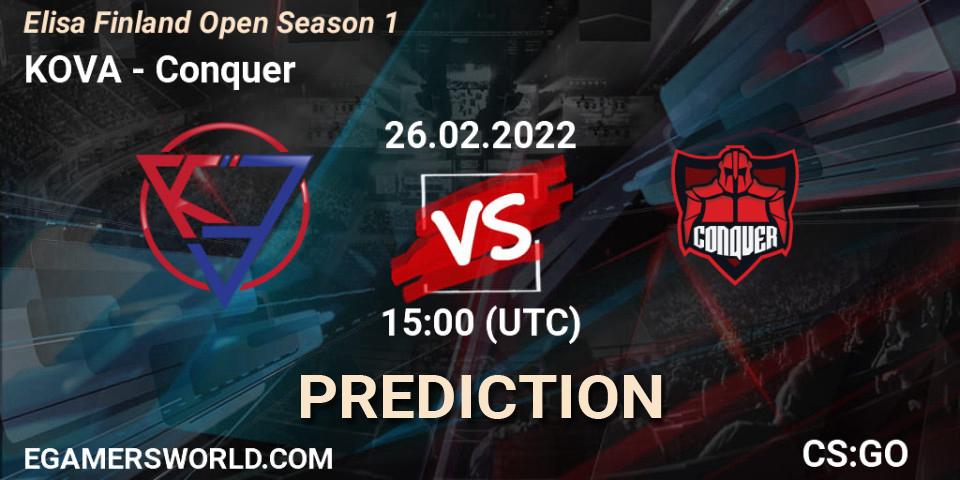 KOVA vs Conquer: Betting TIp, Match Prediction. 26.02.22. CS2 (CS:GO), Elisa Finland Open Season 1