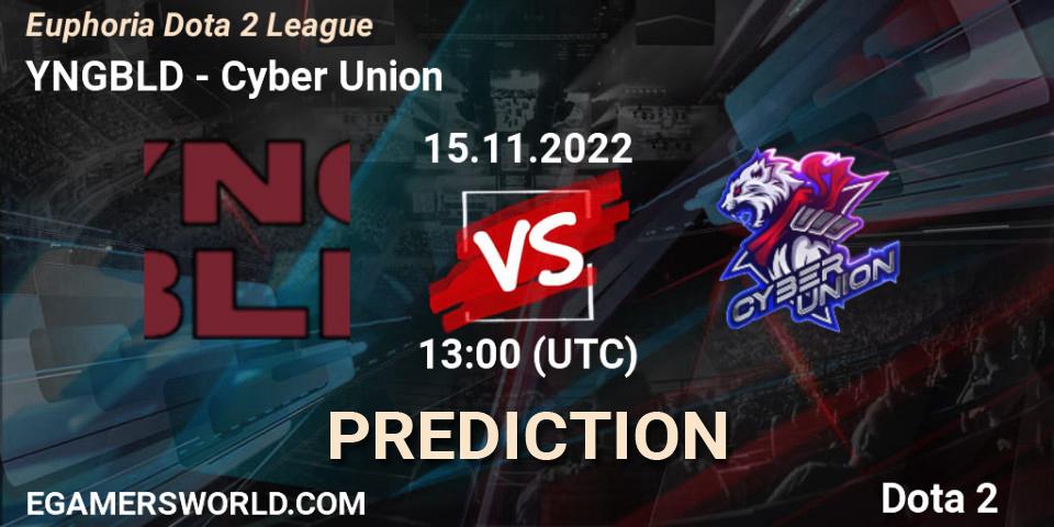 YNGBLD vs Cyber Union: Betting TIp, Match Prediction. 15.11.2022 at 13:41. Dota 2, Euphoria Dota 2 League