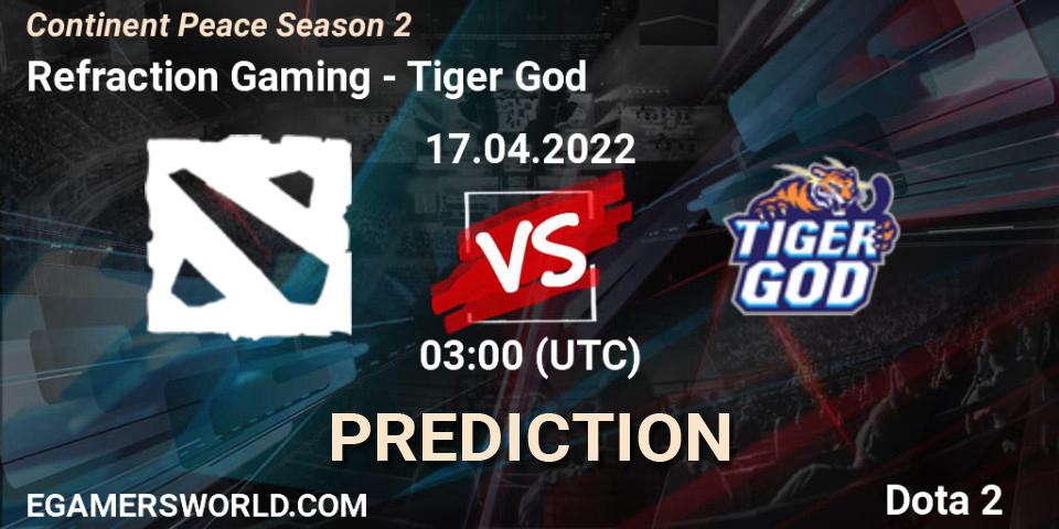 Refraction Gaming vs Tiger God: Betting TIp, Match Prediction. 17.04.2022 at 03:04. Dota 2, Continent Peace Season 2 