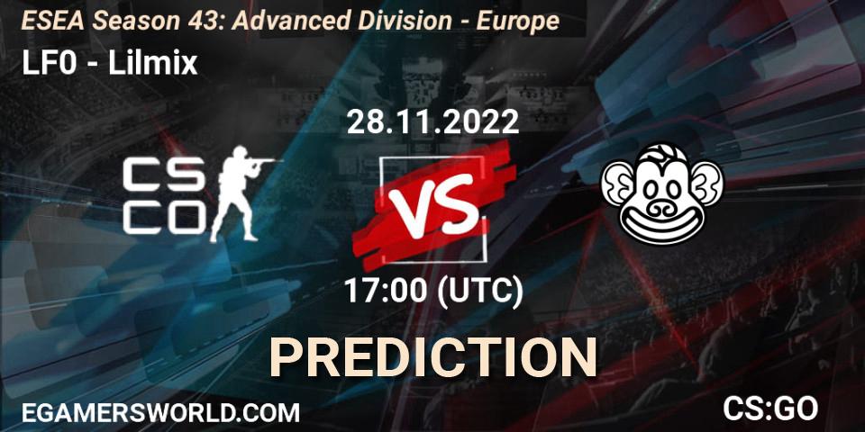 LF0 vs Lilmix: Betting TIp, Match Prediction. 28.11.22. CS2 (CS:GO), ESEA Season 43: Advanced Division - Europe