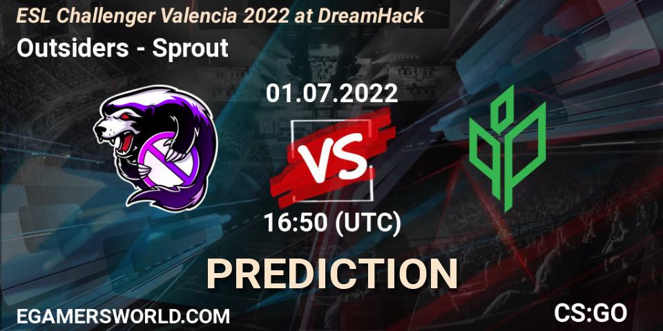 Outsiders vs Sprout: Betting TIp, Match Prediction. 01.07.2022 at 17:00. Counter-Strike (CS2), ESL Challenger Valencia 2022 at DreamHack