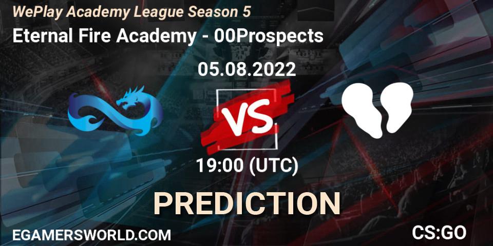 Eternal Fire Academy vs 00Prospects: Betting TIp, Match Prediction. 05.08.2022 at 19:00. Counter-Strike (CS2), WePlay Academy League Season 5
