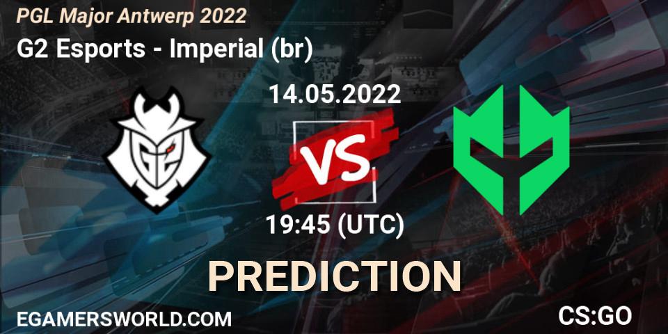 G2 Esports vs Imperial (br): Betting TIp, Match Prediction. 14.05.2022 at 19:10. Counter-Strike (CS2), PGL Major Antwerp 2022