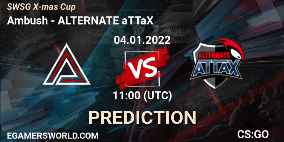 Ambush vs ALTERNATE aTTaX: Betting TIp, Match Prediction. 04.01.22. CS2 (CS:GO), SWSG X-mas Cup