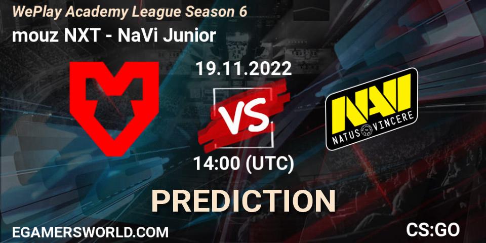 mouz NXT vs NaVi Junior: Betting TIp, Match Prediction. 19.11.2022 at 14:00. Counter-Strike (CS2), WePlay Academy League Season 6