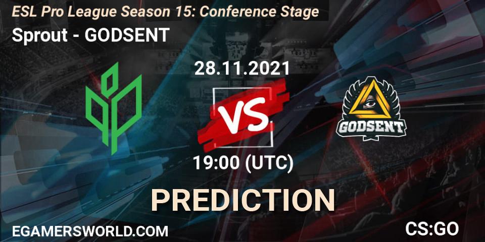 Sprout vs GODSENT: Betting TIp, Match Prediction. 28.11.2021 at 19:00. Counter-Strike (CS2), ESL Pro League Season 15: Conference Stage