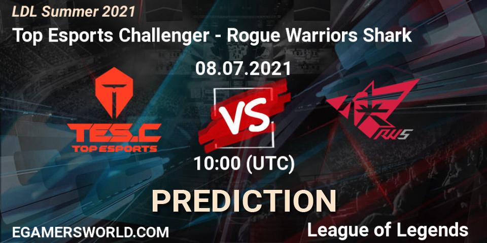 Top Esports Challenger vs Rogue Warriors Shark: Betting TIp, Match Prediction. 08.07.2021 at 10:00. LoL, LDL Summer 2021