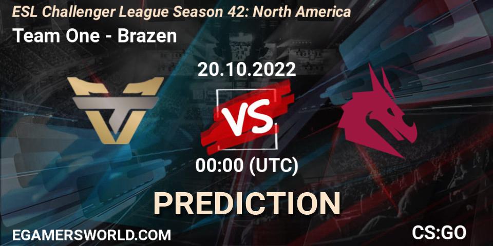 Team One vs Brazen: Betting TIp, Match Prediction. 20.10.22. CS2 (CS:GO), ESL Challenger League Season 42: North America