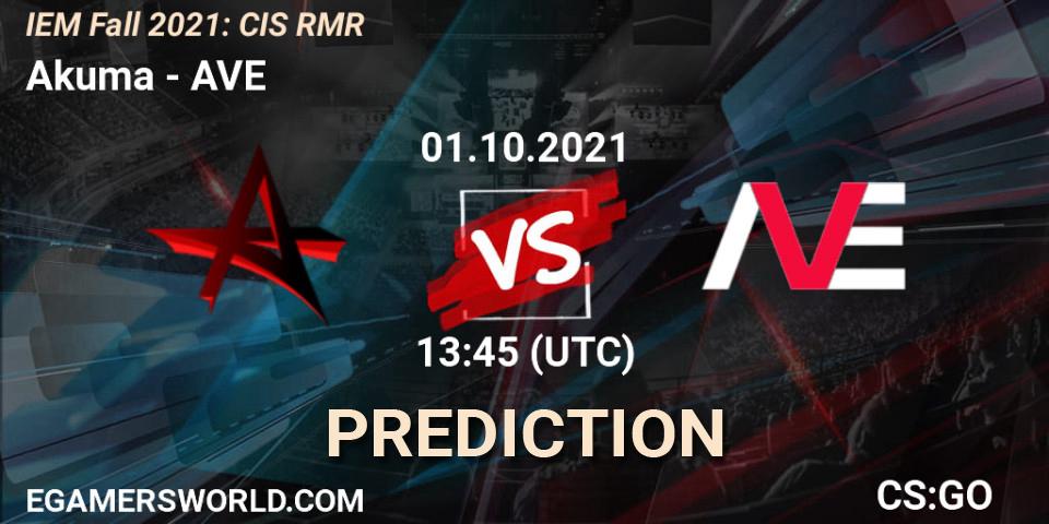 Akuma vs AVE: Betting TIp, Match Prediction. 01.10.21. CS2 (CS:GO), IEM Fall 2021: CIS RMR