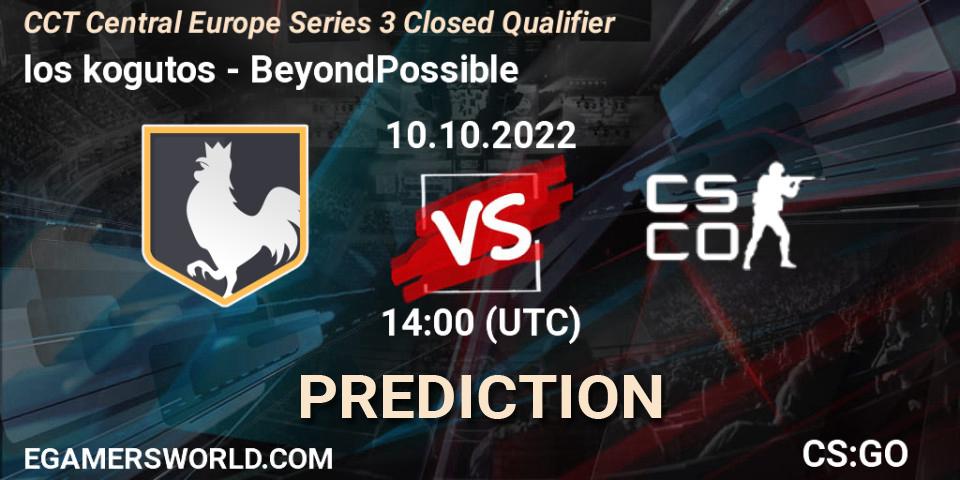 los kogutos vs BeyondPossible: Betting TIp, Match Prediction. 10.10.2022 at 14:00. Counter-Strike (CS2), CCT Central Europe Series 3 Closed Qualifier