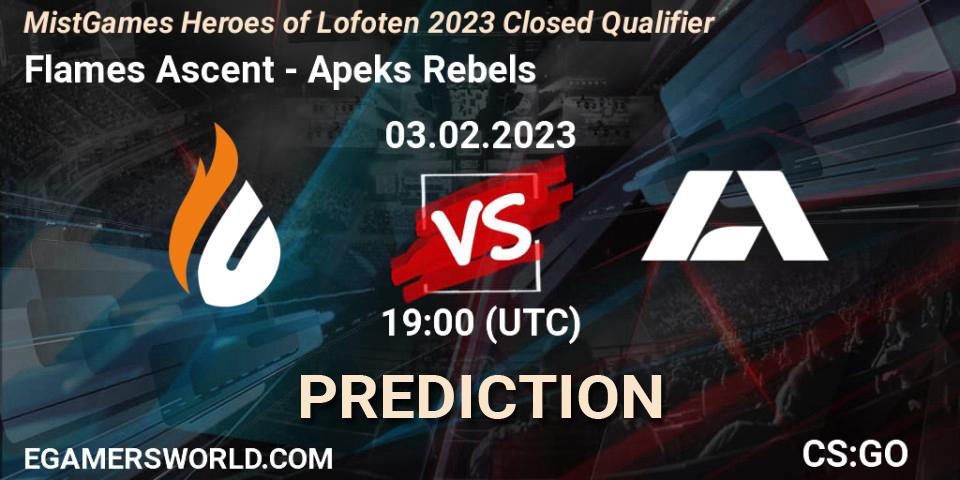 Flames Ascent vs Apeks Rebels: Betting TIp, Match Prediction. 03.02.23. CS2 (CS:GO), MistGames Heroes of Lofoten: Closed Qualifier