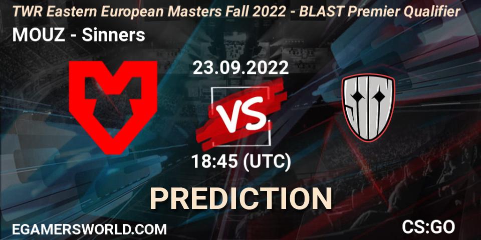 MOUZ vs Sinners: Betting TIp, Match Prediction. 23.09.22. CS2 (CS:GO), TWR Eastern European Masters: Fall 2022