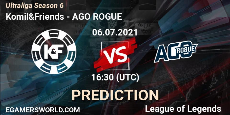 Komil&Friends vs AGO ROGUE: Betting TIp, Match Prediction. 06.07.2021 at 16:30. LoL, Ultraliga Season 6