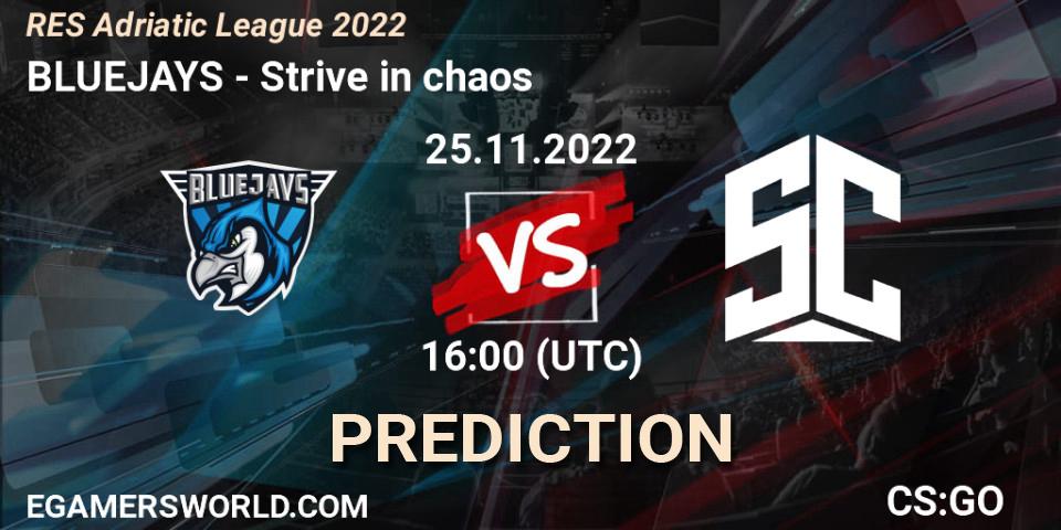 BLUEJAYS vs Strive in chaos: Betting TIp, Match Prediction. 25.11.2022 at 16:50. Counter-Strike (CS2), RES Adriatic League
