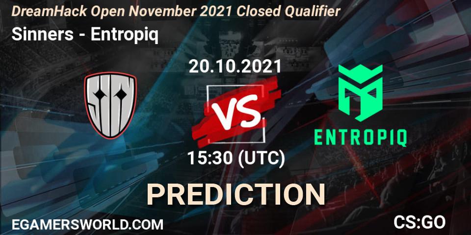 Sinners vs Entropiq: Betting TIp, Match Prediction. 20.10.2021 at 15:30. Counter-Strike (CS2), DreamHack Open November 2021 Closed Qualifier