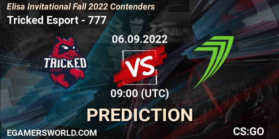 Tricked Esport vs 777: Betting TIp, Match Prediction. 06.09.2022 at 09:00. Counter-Strike (CS2), Elisa Invitational Fall 2022 Contenders