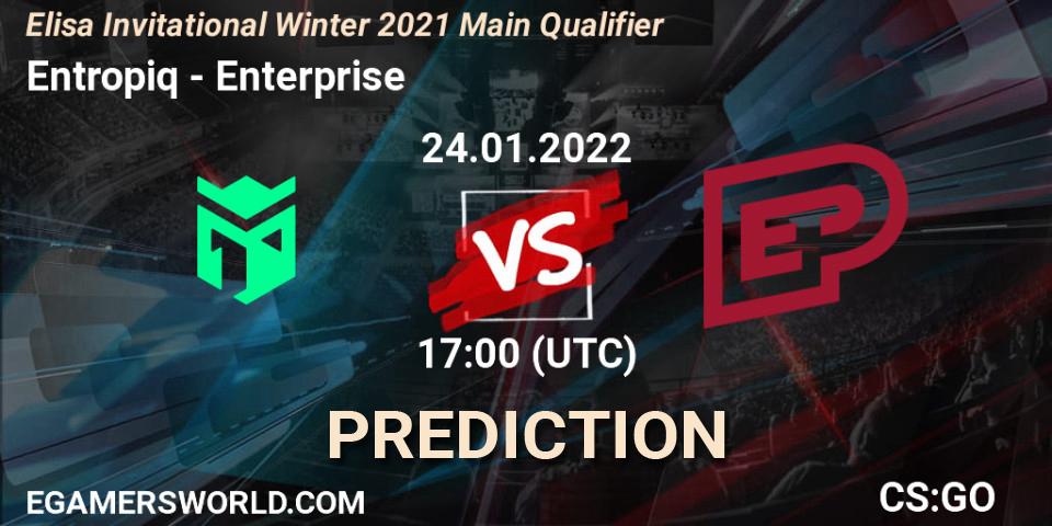 Entropiq vs Enterprise: Betting TIp, Match Prediction. 27.01.2022 at 11:00. Counter-Strike (CS2), Elisa Invitational Winter 2021 Main Qualifier