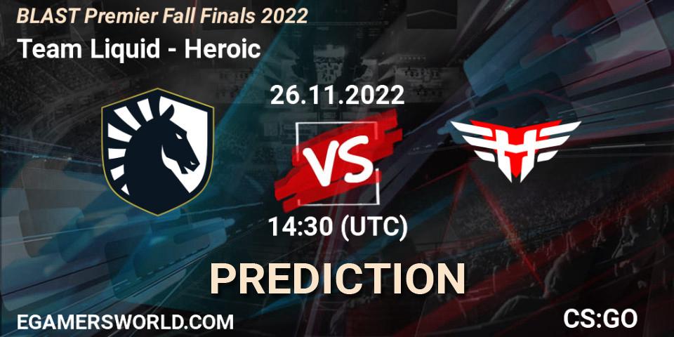 Team Liquid vs Heroic: Betting TIp, Match Prediction. 26.11.2022 at 14:30. Counter-Strike (CS2), BLAST Premier Fall Finals 2022