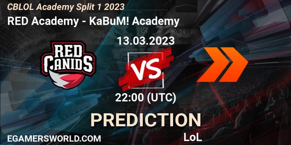 RED Academy vs KaBuM! Academy: Betting TIp, Match Prediction. 13.03.2023 at 22:00. LoL, CBLOL Academy Split 1 2023