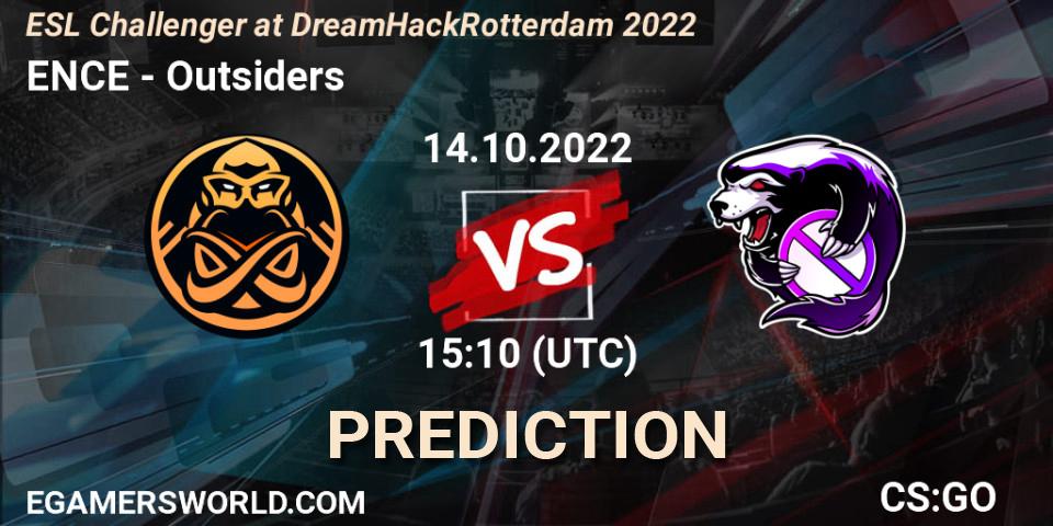 ENCE vs Outsiders: Betting TIp, Match Prediction. 14.10.2022 at 16:00. Counter-Strike (CS2), ESL Challenger at DreamHack Rotterdam 2022