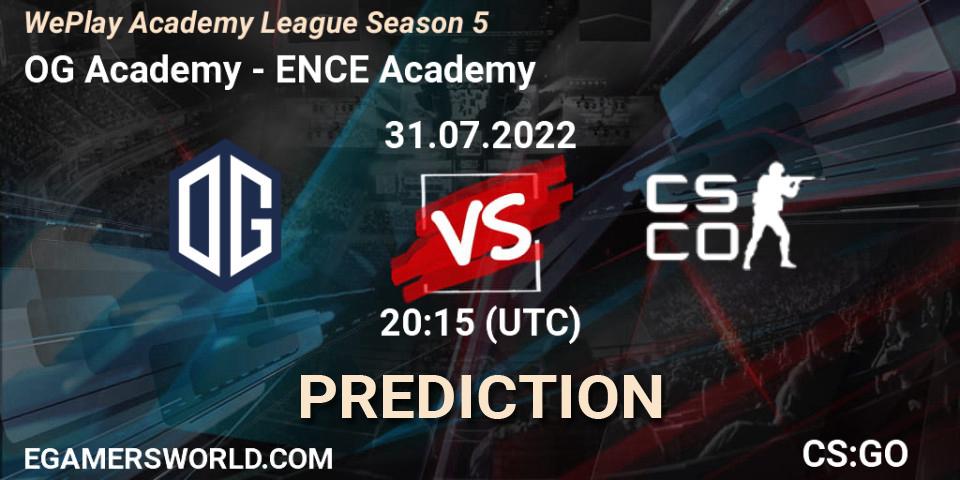 OG Academy vs ENCE Academy: Betting TIp, Match Prediction. 31.07.2022 at 18:30. Counter-Strike (CS2), WePlay Academy League Season 5