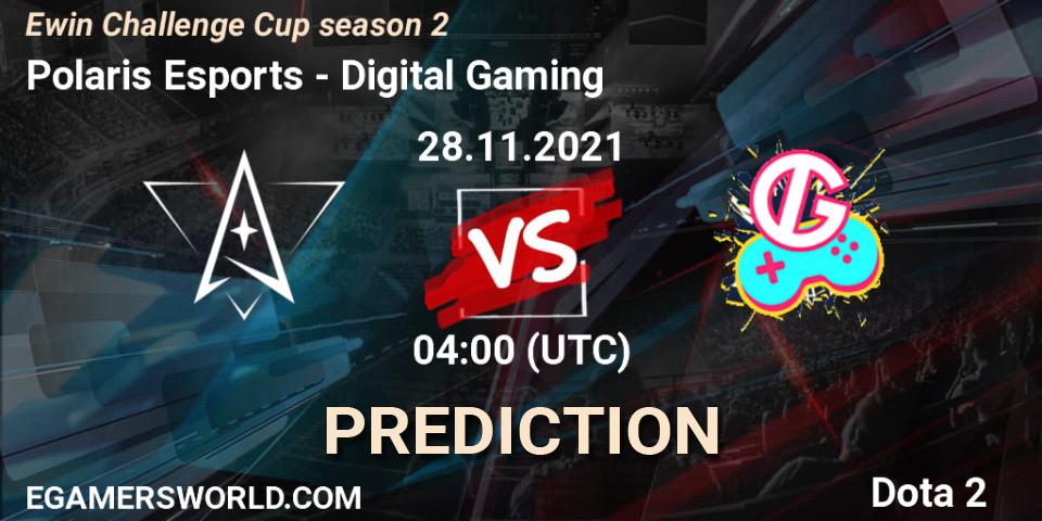 Polaris Esports vs Digital Gaming: Betting TIp, Match Prediction. 28.11.2021 at 04:12. Dota 2, Ewin Challenge Cup season 2
