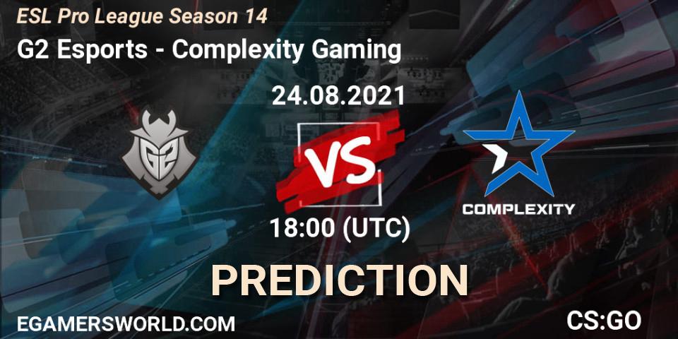 G2 Esports vs Complexity Gaming: Betting TIp, Match Prediction. 24.08.2021 at 18:50. Counter-Strike (CS2), ESL Pro League Season 14